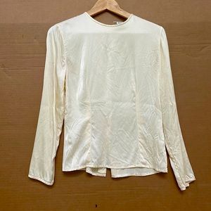 Dressy cream 100% silk long sleeve size 6 blouse